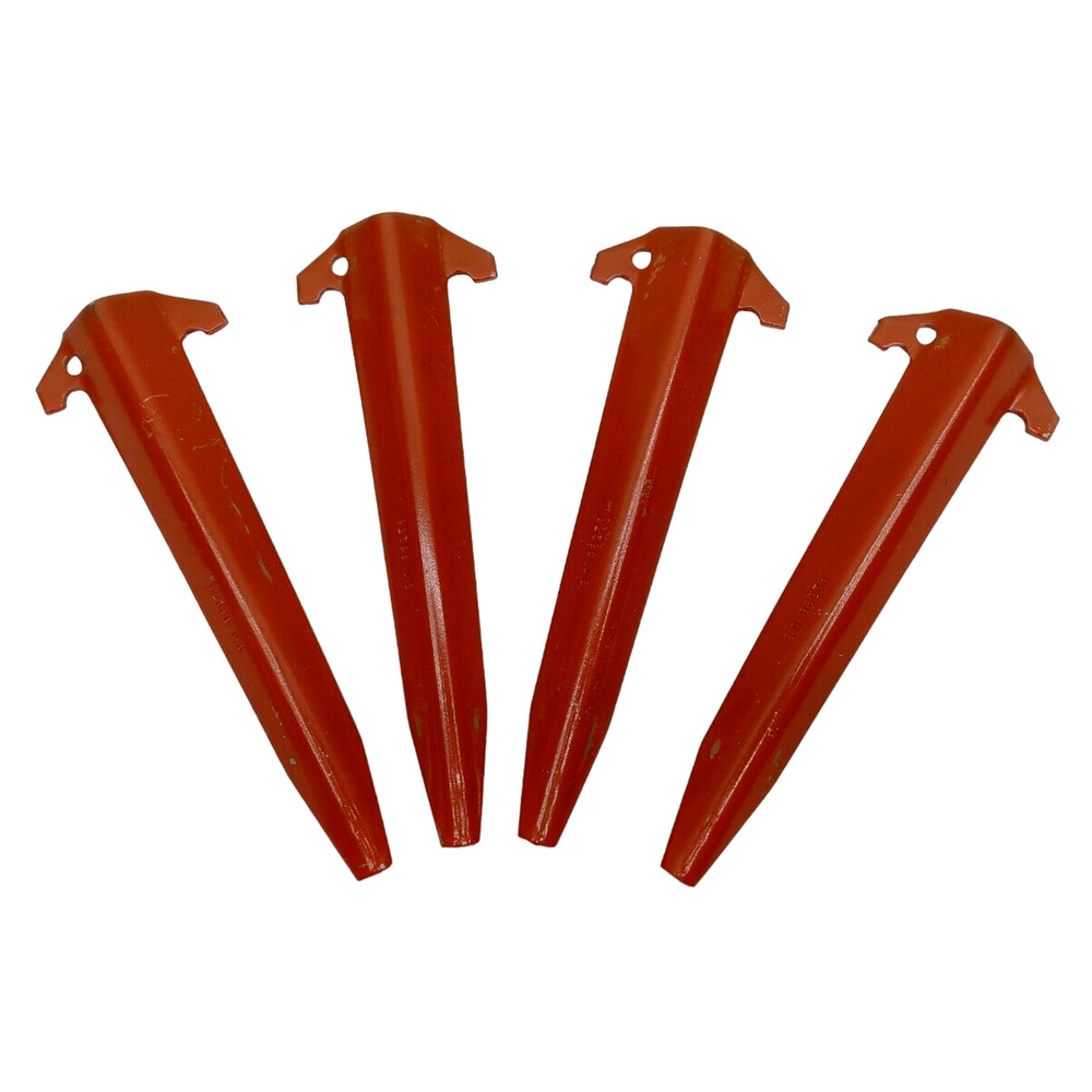 POWDER COATED ALUMINUM - MILITARY GRADE‎ ORANGE USGI METAL TENT STAKES 4 PC LOTS